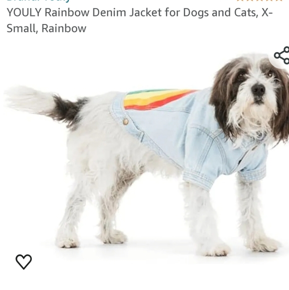 YOULY PRIDE COLLECTION CHASING RAINBOWS DENIM DOG/CAT JACKET SIZE MED.   NWT - Picture 12 of 13
